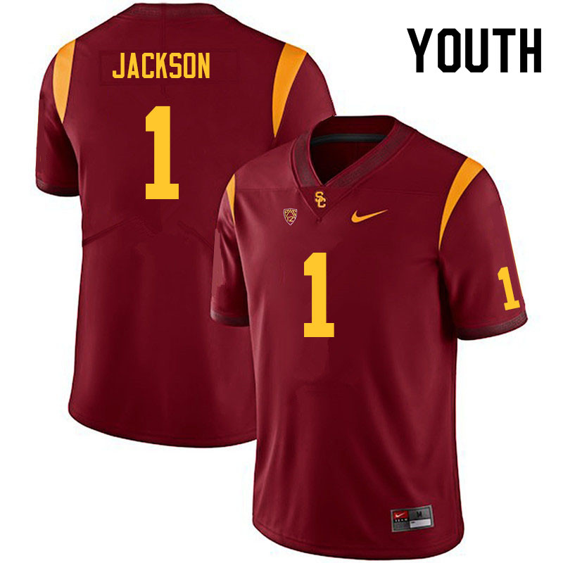 Youth #1 Domani Jackson USC Trojans College Football Jerseys Sale-Cardinal